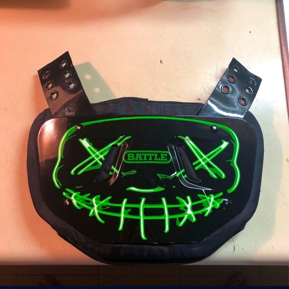 Adult Battle BackPlate Electric Green Smiling Face - Picture 1 of 2